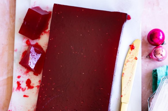 Raspberry and prosecco jelly for Danielle Alvarez's trifle.