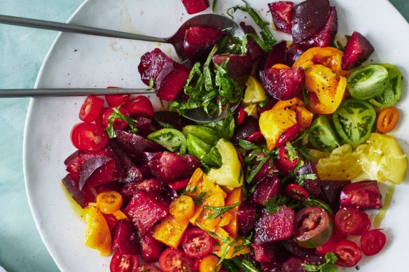 Danielle Alvarez’s tomato, plum and coriander salad