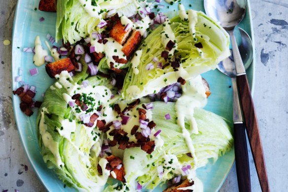 Adam Liaw's grilled gem lettuce with anchovy vinaigrette