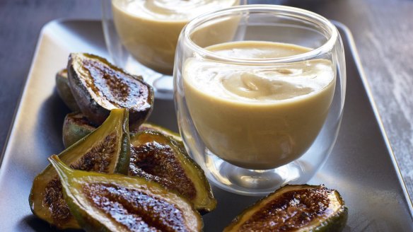 Zabaglione custard with caramelised figs.