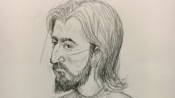 An artist's sketch of Abdullah Chaarani, appearing in the Melbourne Magistrates Court.