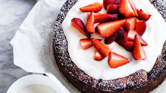 Neil Perry's strawberry and yoghurt cake.