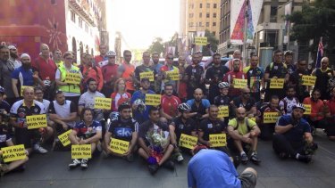 The Sydney Muslim Cyclists at Martin Place in December, 2014.