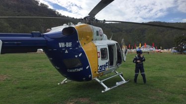 The Careflight helicopter at the Lost Paradise festival site on Wednesday.