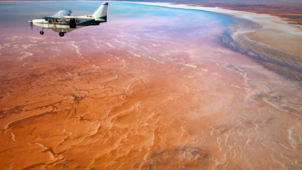 Aerial view of Lake Eyre National Park, South Australia. 