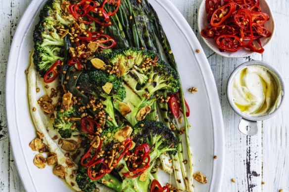 Buttery almonds and toasted buckwheat add crunch to this charred vegetable salad.