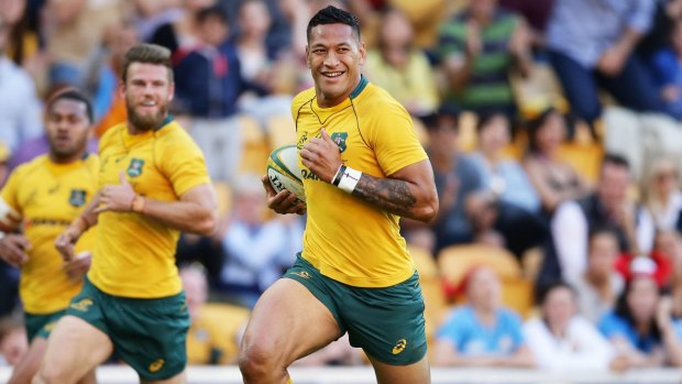 Triple double: Israel Folau scored two tries for his third consecutive international match.