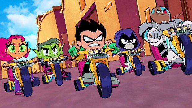 The Teen Titans are Starfire, Beast Boy, Robin Raven and Cyborg. 