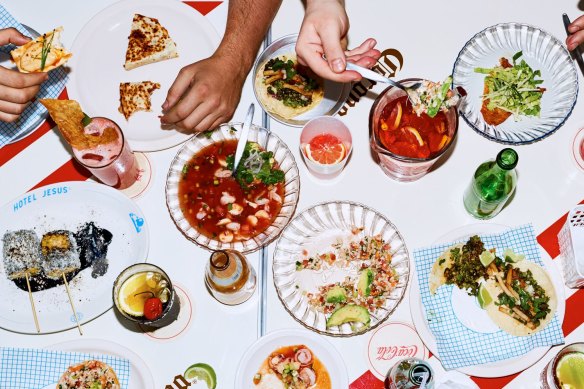 Tricked up tostadas, ceviche and tartare at Hotel Jesus, Melbourne.