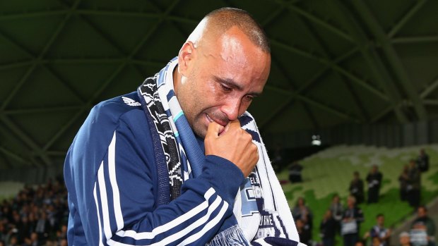 It comes to an end: Archie Thompson walks off the arena.