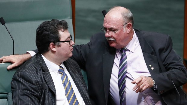Nationals MP George Christensen and Warren Entsch at Parliament House in Canberra earlier this year.