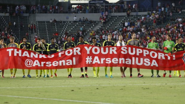Arsenal thank their supporters after a pre-season friendly against Chivas Guadalajara in Carson, California this week.