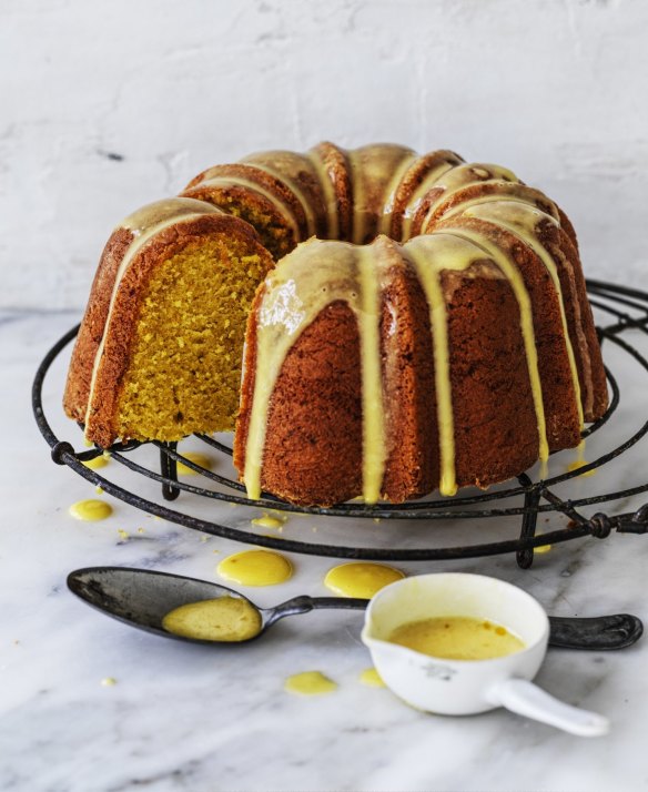 Saffron-infused milk adds a bright splash of colour to this cake and its icing.