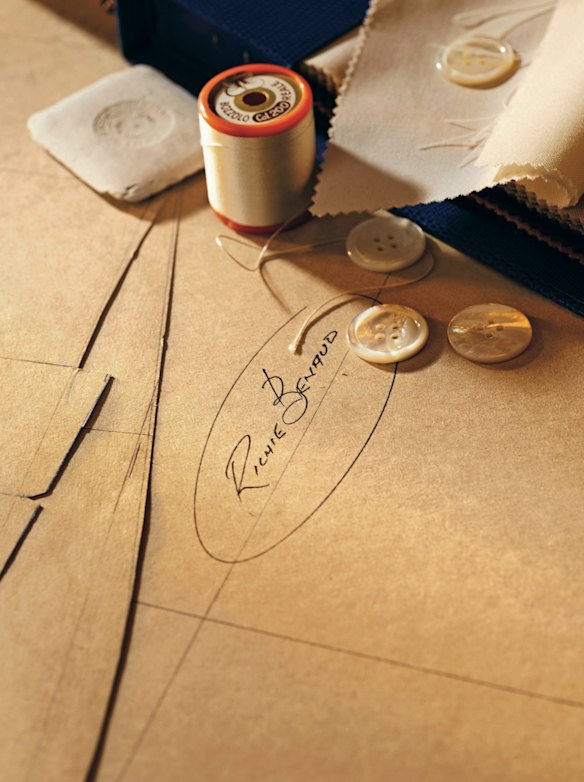 Benaud's coat pattern, drawn on card from measurements taken by Cutler.