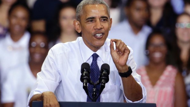 President Barack Obama was heckled for his comments directed at a Trump voter.