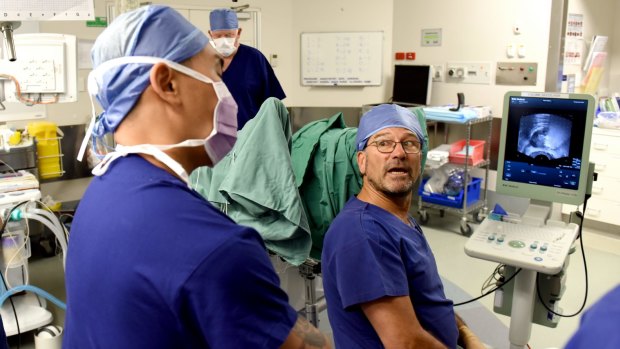 A new, less-invasive procedure for getting rid of prostate cancer being performed at St Vincent's Hospital by Professor Phillip Stricker.
