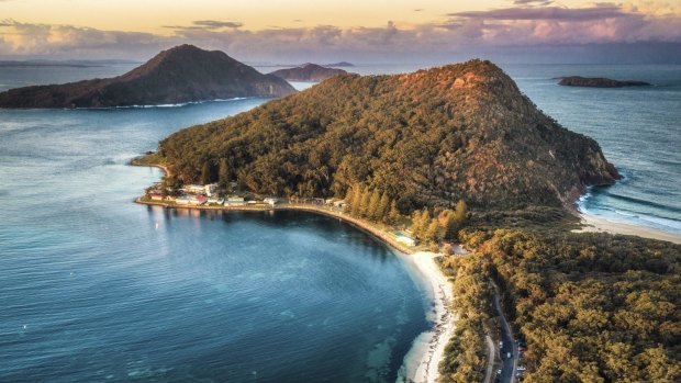 Shoal Bay, Tomaree Head and Mount Yacaaba in Port Stephens. 