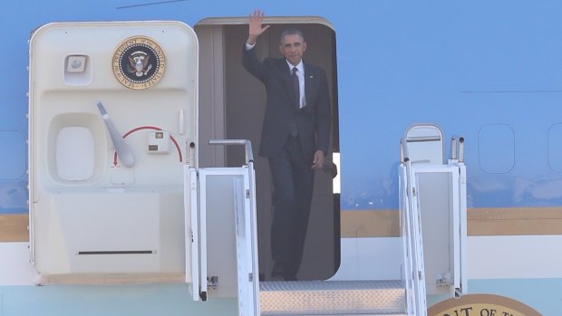 President Barack Obama arrives in Brisbane for the G20.