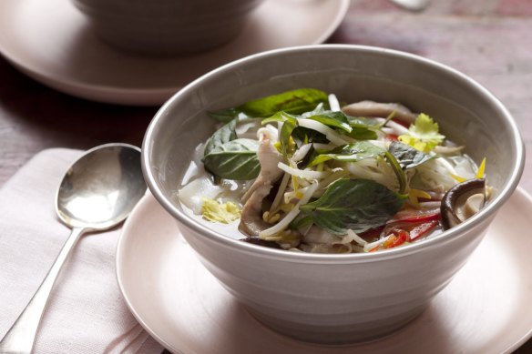 Karen Martini's Vietnamese chicken and rice noodle soup.