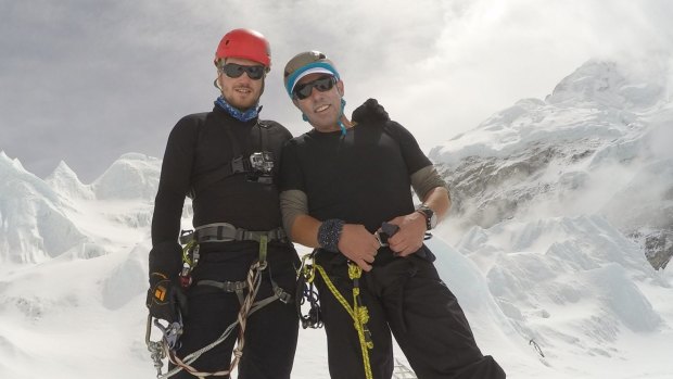 Walking wounded chief executive Brian Freeman (right) during 2015's aborted attempt to climb Mount Everest.