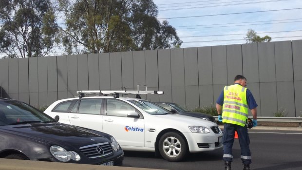 Accident site: A motorcyclist is believed dead after a crash on the Monash Freeway.