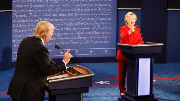 Republican presidential nominee Donald Trump and Democratic presidential nominee Hillary Clinton during the first debate.