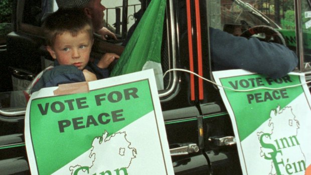 Campaigning for the Sinn Fein party in 1996.
