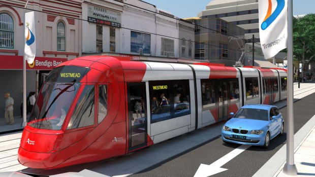 An artist's impression of the Parramatta light rail project. The first stage is due to open in 2023.