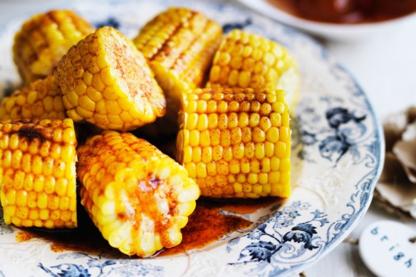 Boiled corn with butter and chipotle.