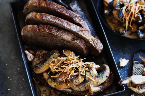 Mushroom and tarragon toasts.