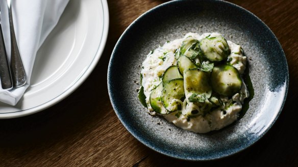 Creamy stracciatella and basil-tinged zucchini at Carlton Wine Room in Melbourne.