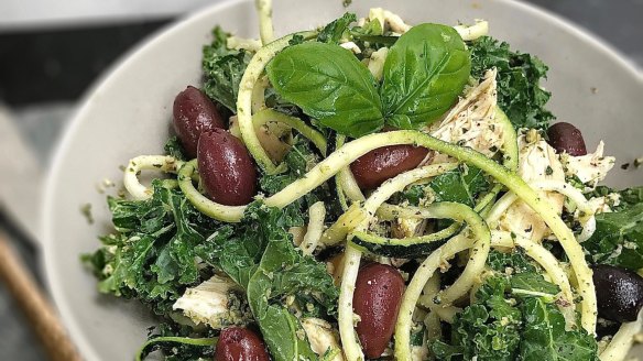 Zucchini spirals are the perfect substitute for heavy pasta.