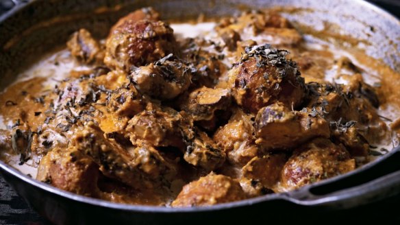 Paneer kofta and shiitake mushroom curry.