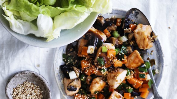 Adam Liaw's glazed salmon sang choy bao is an update on a classic Chinese dish <a href="http://www.goodfood.com.au/good-food/cook/recipe/salmon-sang-choy-bao-20151215-47ujp.html"><b>(recipe here)</b></a>.