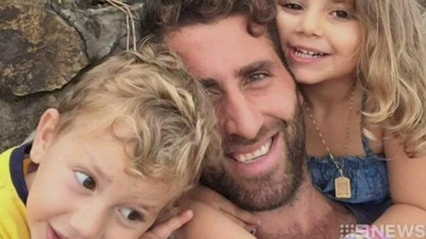 Staying in Beirut: Ali Elamine with his children Noah and Lahela.
