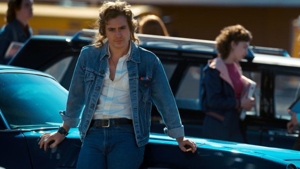 Montgomery as mysterious badboy Billy Hargrove in <i>Stranger Things</i>.