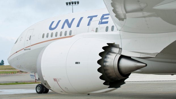 A United Airlines 787 Dreamliner.