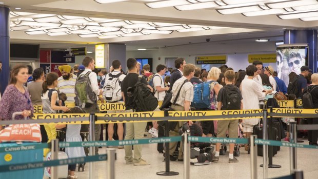 Airport security at a terminal at John F. Kennedy International Airport in New York City.