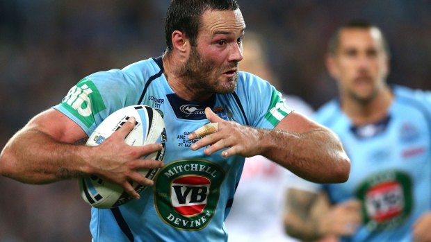 Not buying it: Boyd Cordner runs the ball during game one of last year's State of Origin series.