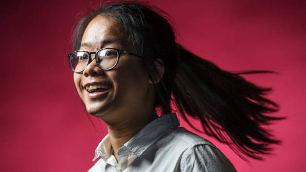 Amber Truong celebrates being the dux of Wellington Secondary College. 