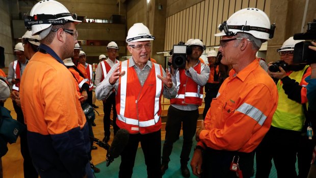 Prime Minister Malcolm Turnbull during his tour of the Snowy Hydro Tumut 3 power station in Talbingo, NSW.