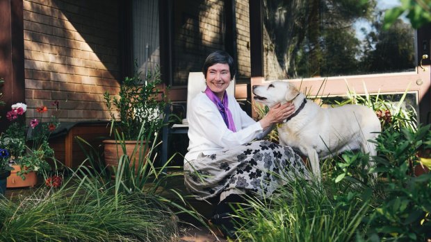 Dr Sue Wareham OAM with her dog, Tipsy.