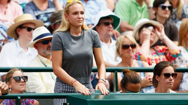 Kyrgios slur: Donna Vekic watches Stan Wawrinka in action at Wimbledon.