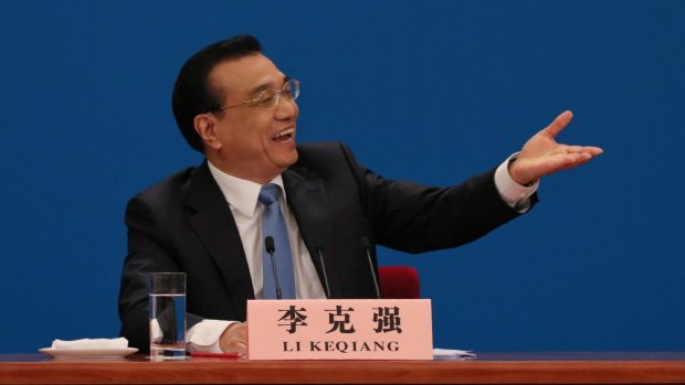 Chinese Premier Li Keqiang at the press conference marking the close of the Fifth Session of the 12th National People's Congress in Beijing.
