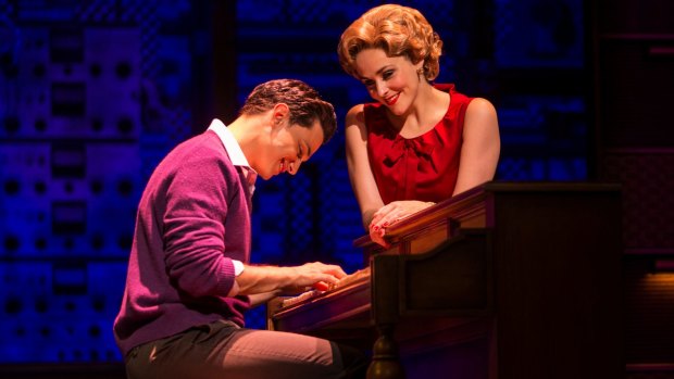 Mat Verevis as Barry Mann and Lucy Maunder as Cynthia Weil in Beautiful.