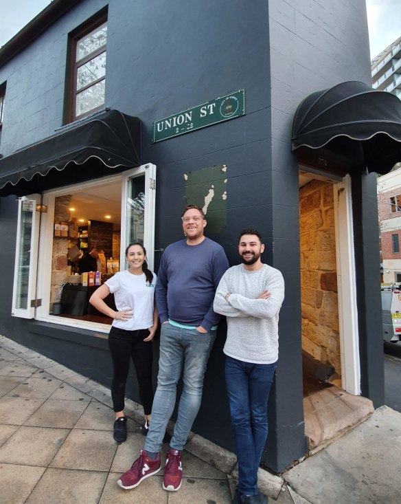 Consultant chef Tomislav Martinovic (centre) with owners Emily Calabro and brother Ben.