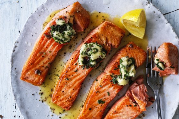 Grilled ocean trout with 'flavour bomb' butter.