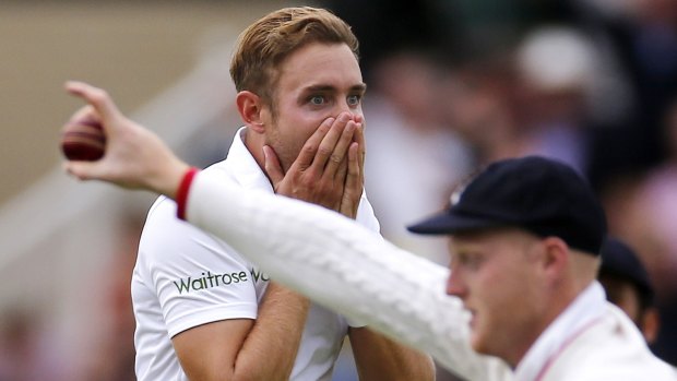 Stuart Broad - who is bound for Hobart in the BBL - on his way to a big wicket haul at Trent Bridge in 2015.