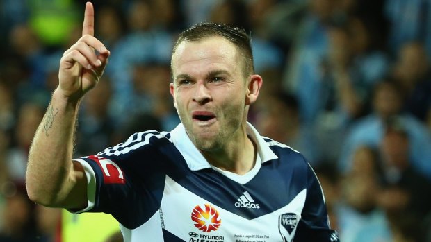 On the road: Leigh Broxham of Melbourne Victory.