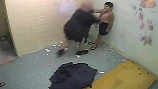 Dylan Voller being manhandled by staff at the Don Dale facility.